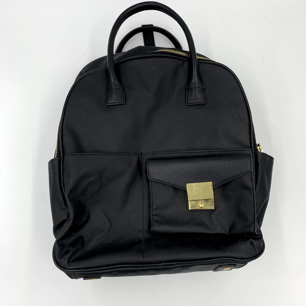 India Hicks Elegant Black Backpack with Gold Details